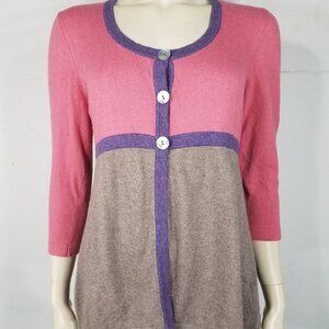 Boden pink purple beige gray Mother of Pearl button cardigan sweater ladies 14